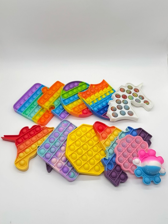 Other - Mixed Multicolor Pop it Fidget Toy Bundle (11 pcs) Unicorn & Shapes-Sensory Lot